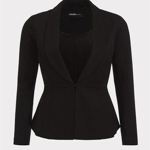 Torrid Studio Black Ponte Stretch Peplum Blazer